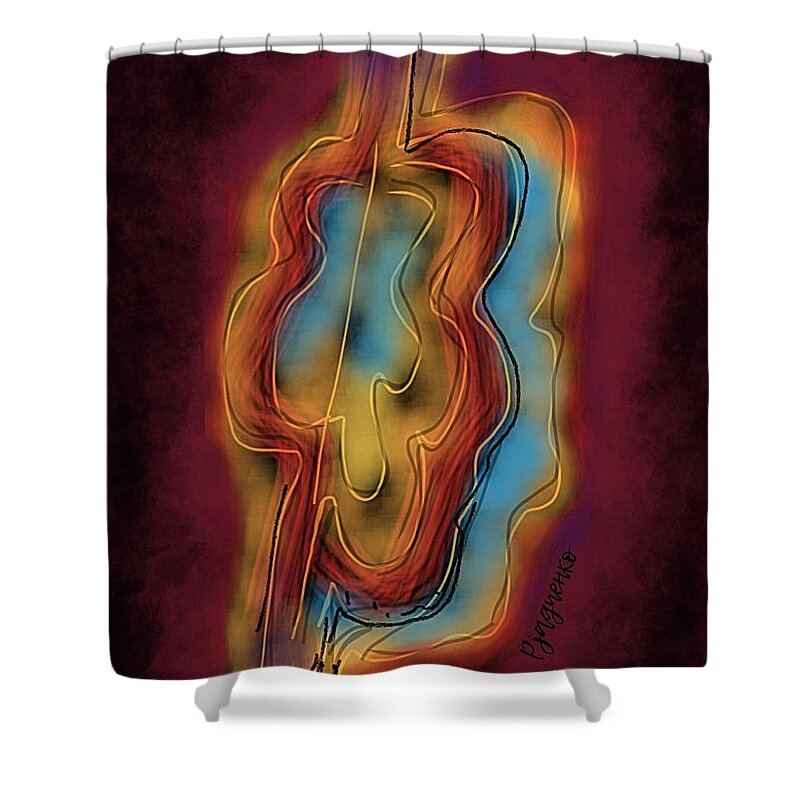 Abstract Shower Curtain featuring the digital art Vibrating cloud by Ljev Rjadcenko