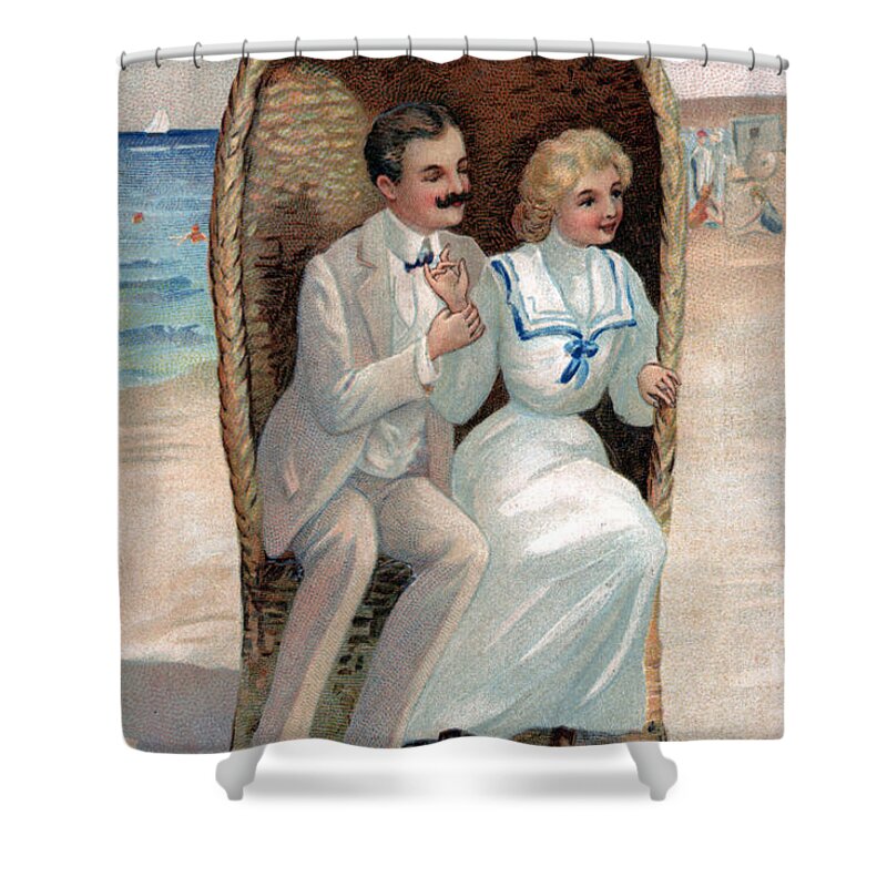 Beach Shower Curtain featuring the photograph Victorian Beach Romance Illustration by Sad Hill - Bizarre Los Angeles Archive
