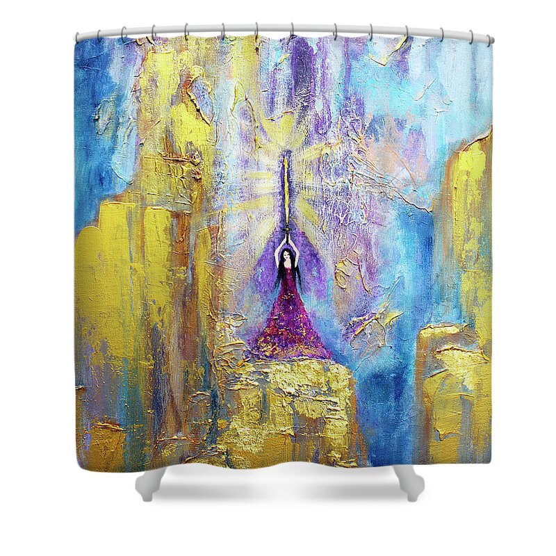 Acrylic Shower Curtain featuring the painting Victorious by Linh Nguyen-Ng
