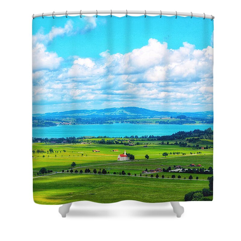 View Shower Curtain featuring the photograph View from Neuschwanstein Castle by Barbara Zahno