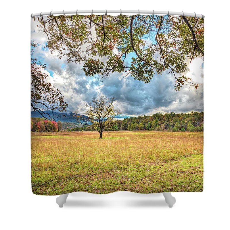 Appalachia Shower Curtain featuring the photograph View from Sparks Lane at Cades Cove Townsend Tennessee by Debra and Dave Vanderlaan