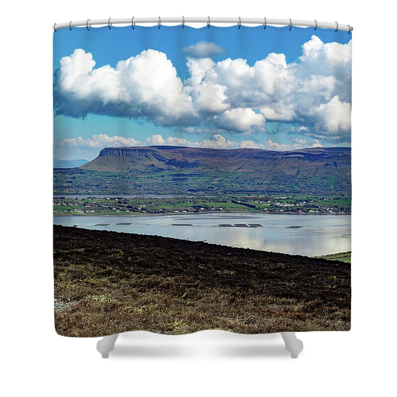 Knocknarea Shower Curtain featuring the photograph View of Ben Bulben from Knocknarea Ireland by Lisa Blake