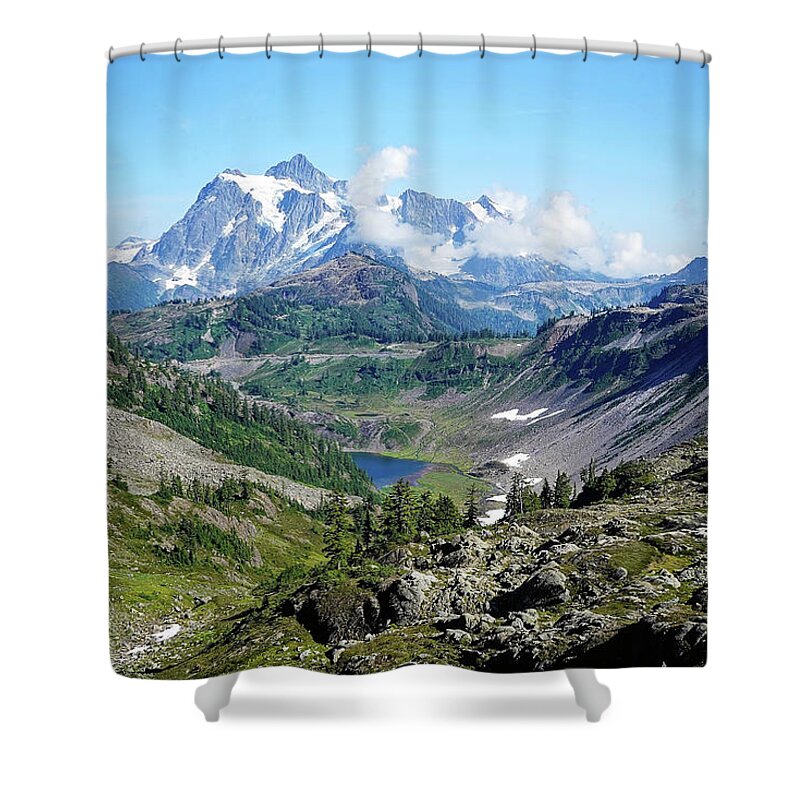 Shuksan Shower Curtain featuring the photograph View of Mt Shuksan by Sylvia Cook