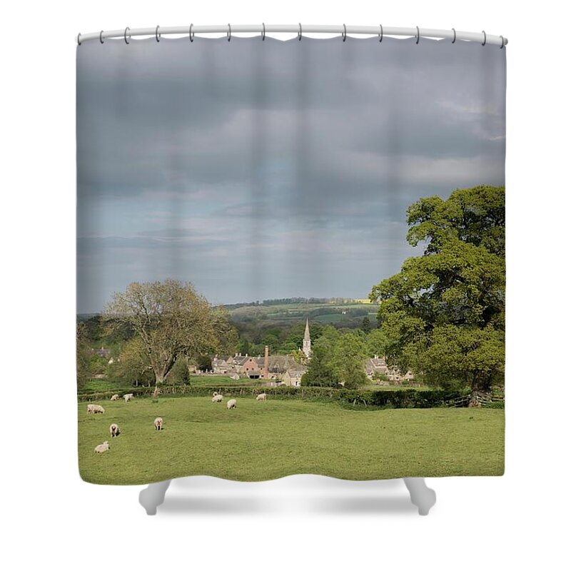England Shower Curtain featuring the photograph View to Lower Slaughter Mill, Cotswolds, England, UK by Sarah Howard