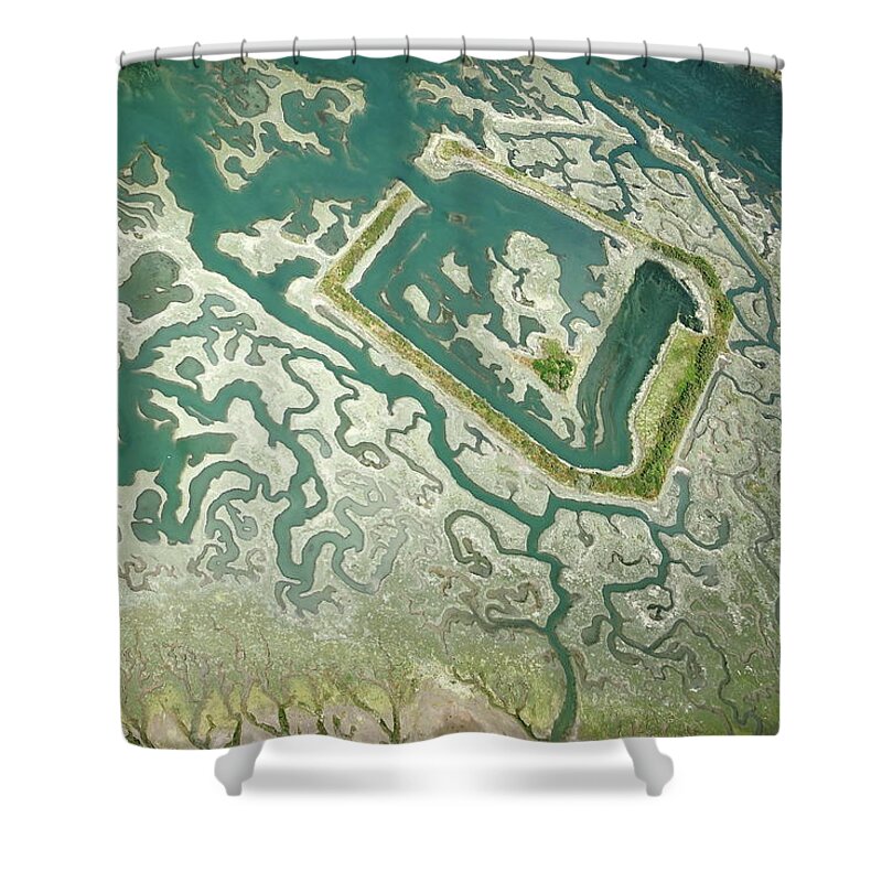Remains Shower Curtain featuring the photograph Viking camp by Frederic Bourrigaud