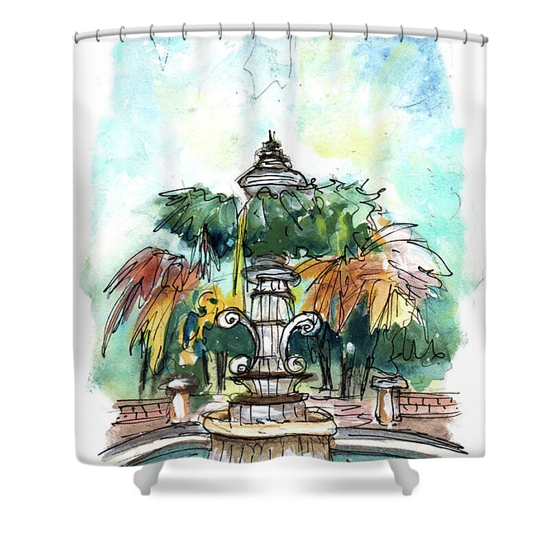 Italy Shower Curtain featuring the painting Villa Pamphili Park In Rome 03 by Miki De Goodaboom