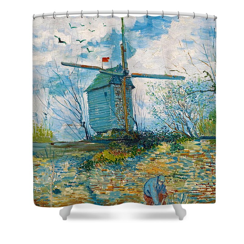 Le Moulin De La Galette Shower Curtain featuring the painting Vincent van Gogh - Le Moulin de la Galette 1 by Alexandra Arts