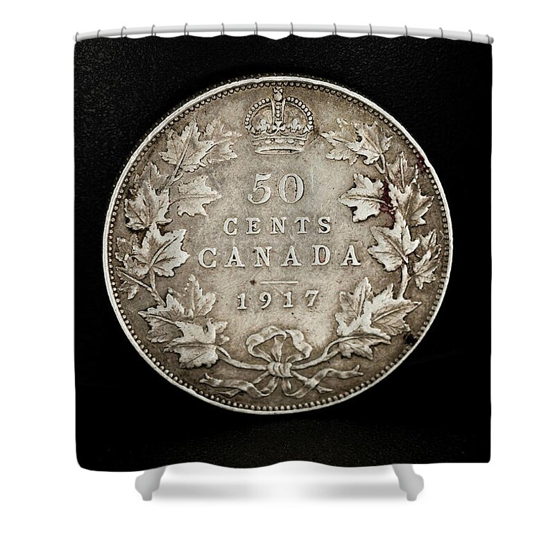 Coin Shower Curtain featuring the photograph Vintage 1917 Canadian Coin by Amelia Pearn