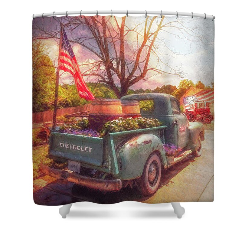 Truck Shower Curtain featuring the photograph Vintage Chevrolet at Buckley Vineyards Painting by Debra and Dave Vanderlaan