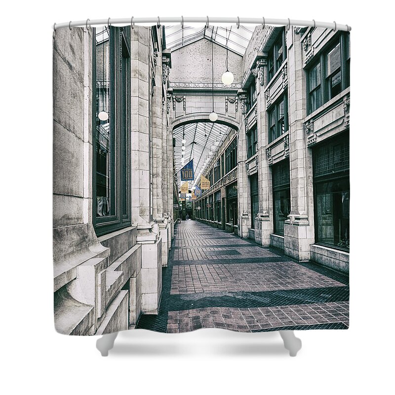 Ann Arbor Shower Curtain featuring the photograph Vintage Corridor by Phil Perkins