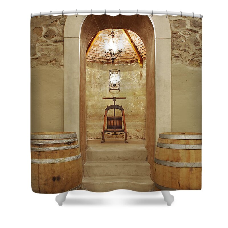 Art Print Shower Curtain featuring the photograph Vintage Grape Press - Art print by Kenneth Lane Smith