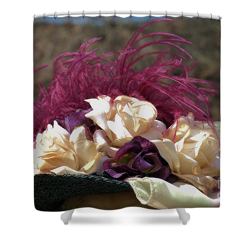 Hat Shower Curtain featuring the photograph Vintage Hat With Fabric Roses by Kae Cheatham