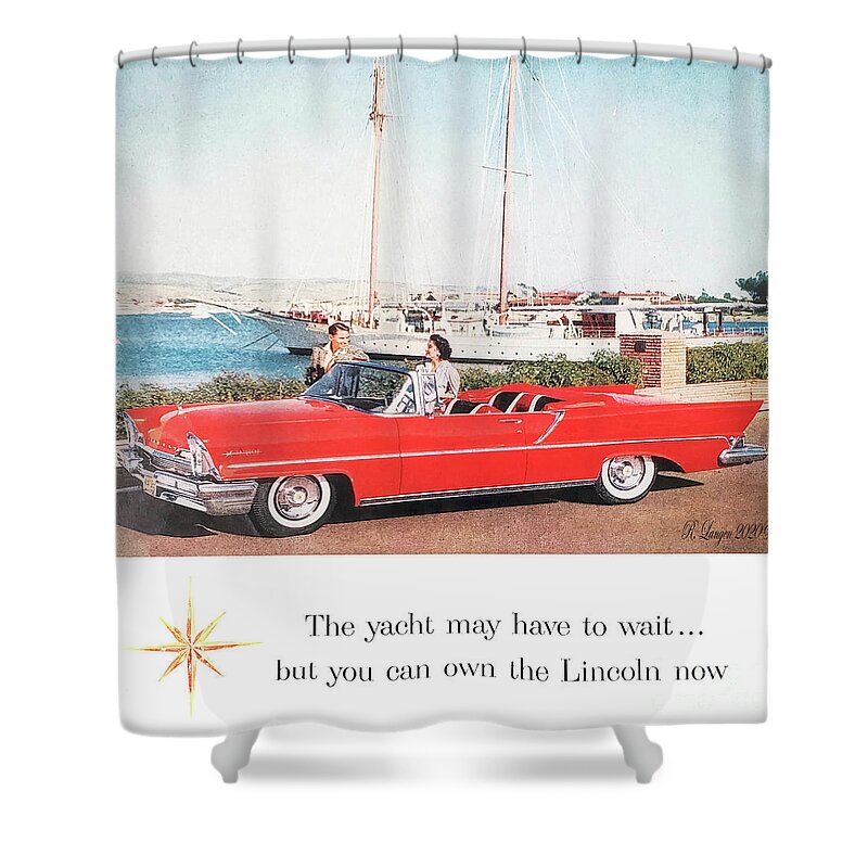 Vintage Advertising Shower Curtain featuring the digital art Vintage Lincoln Ad by Rebecca Langen