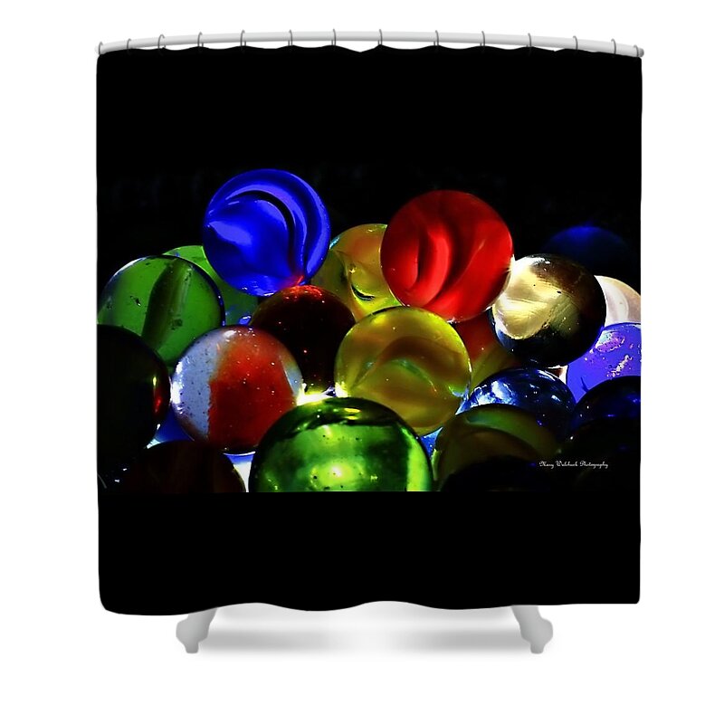 Marbles Games Glass Shower Curtain featuring the photograph Vintage Marbles by Mary Walchuck
