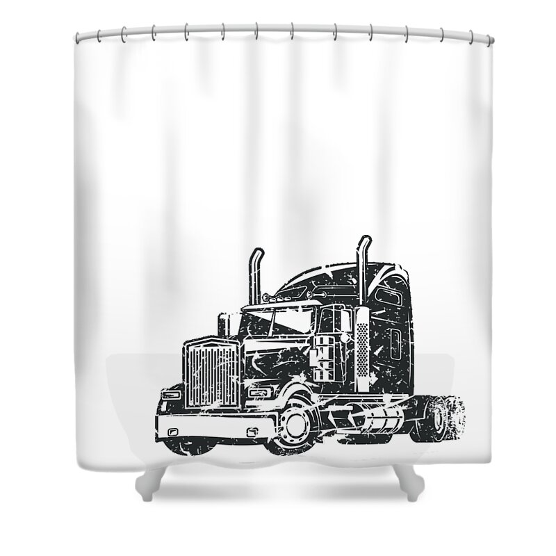 Vintage Truck Driver American Flag Trucker Gift T-Shirt Shower Curtain by  Louise Mcdaniel | Pixels