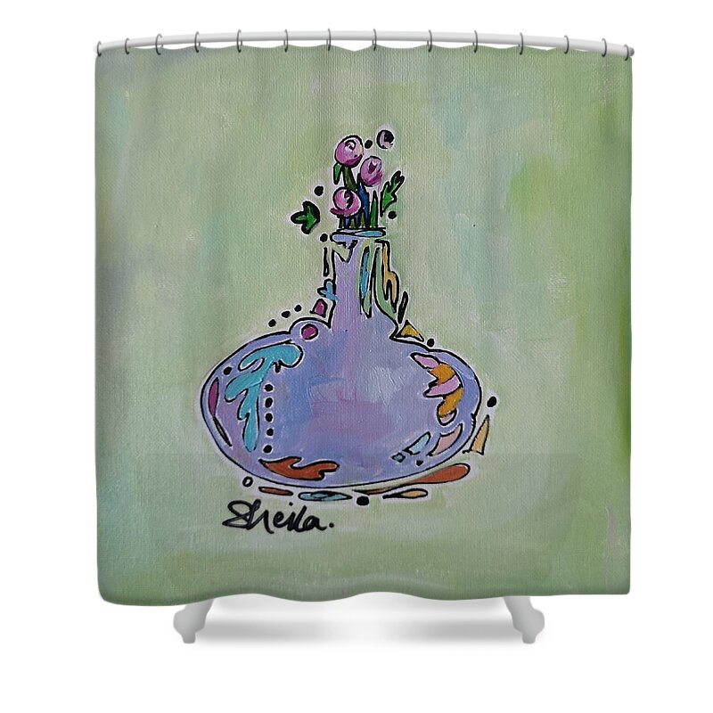 Flowers Shower Curtain featuring the painting Violet Bud Vase by Sheila Romard