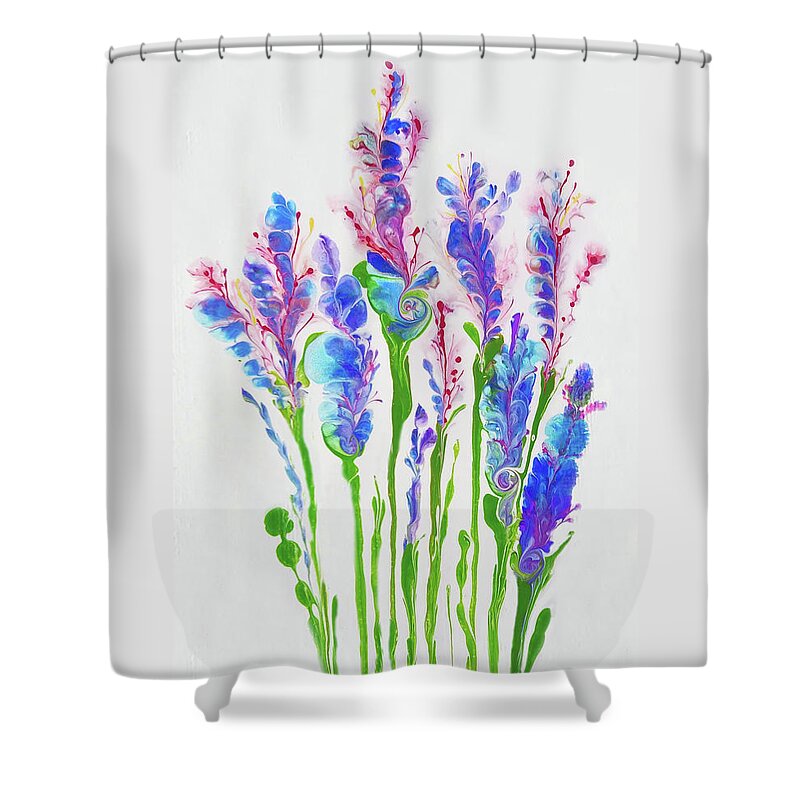 Flowers Shower Curtain featuring the painting Violet Flowers by Deborah Erlandson
