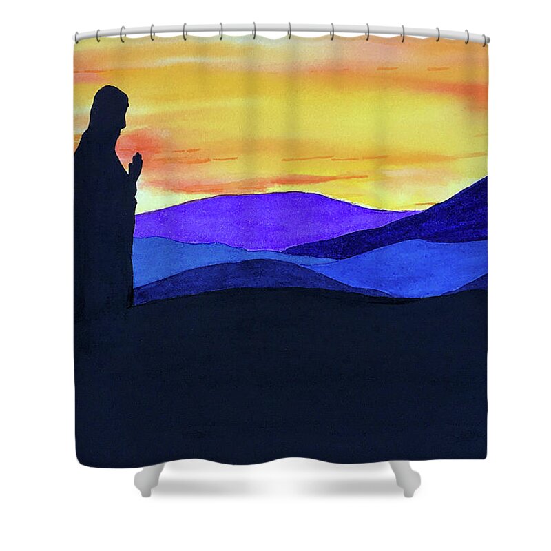 Christmas Shower Curtain featuring the painting Virgin at Dawn by Susan Bauer