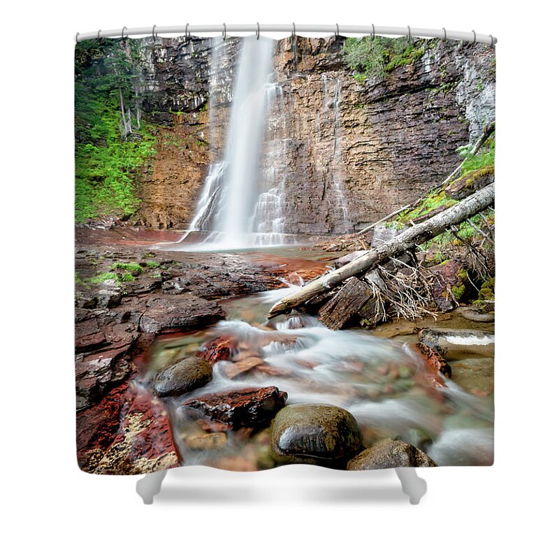 Waterfall Shower Curtain featuring the photograph Virginia Falls at Glacier National Park by Jack Bell