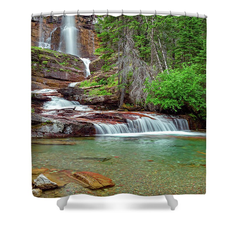 Glacier National Park Shower Curtain featuring the photograph Virginia Falls by Jack Bell
