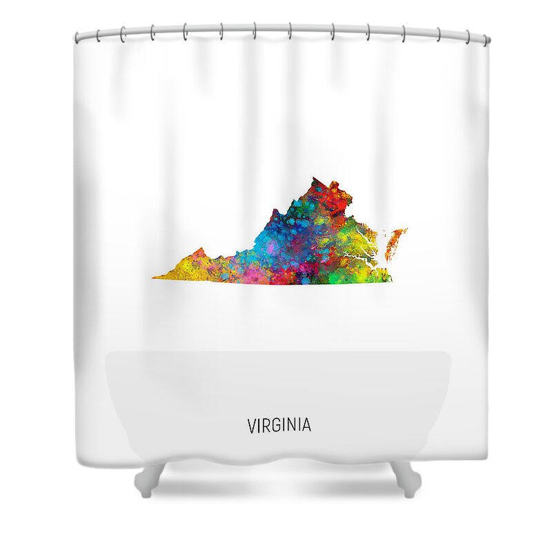 Virginia Shower Curtain featuring the digital art Virginia Watercolor Map #11 by Michael Tompsett