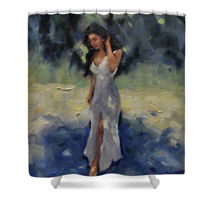 Women Shower Curtain featuring the painting Visions of Sapphires by Ashlee Trcka