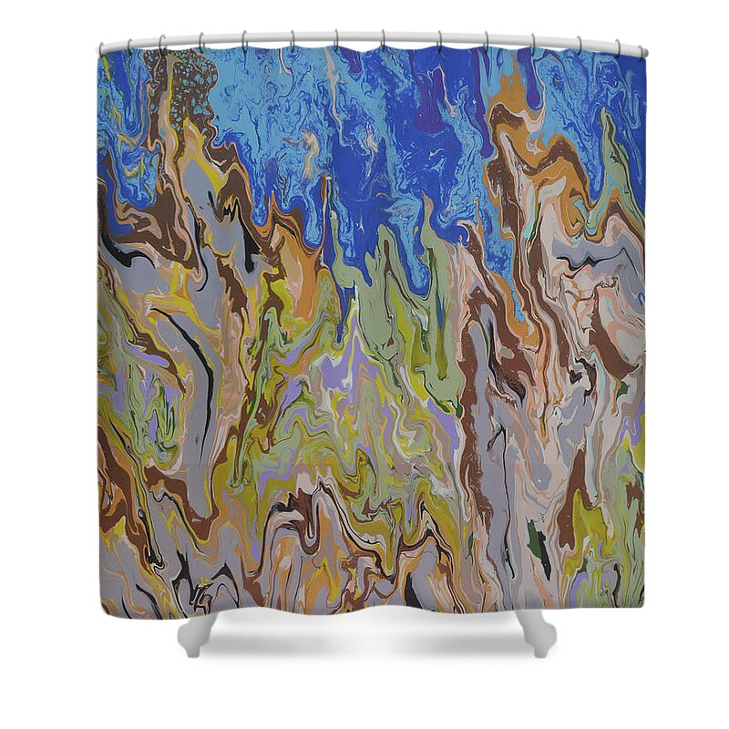 Land Shower Curtain featuring the painting Vista by Tessa Evette