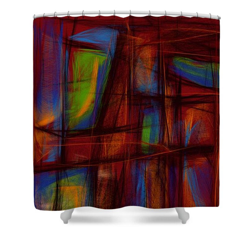 Vitrage Shower Curtain featuring the digital art Vitrage #12 by Ljev Rjadcenko