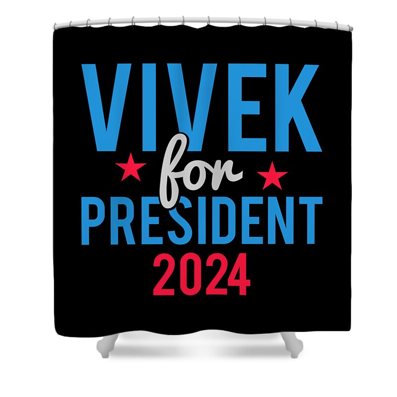 Cool Shower Curtain featuring the digital art Vivek Ramaswamy for President 2024 by Flippin Sweet Gear