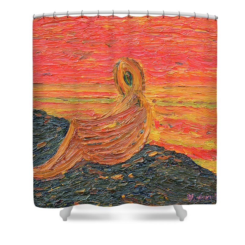 Beach Shower Curtain featuring the painting Voice of the Sea by Vadim Levin
