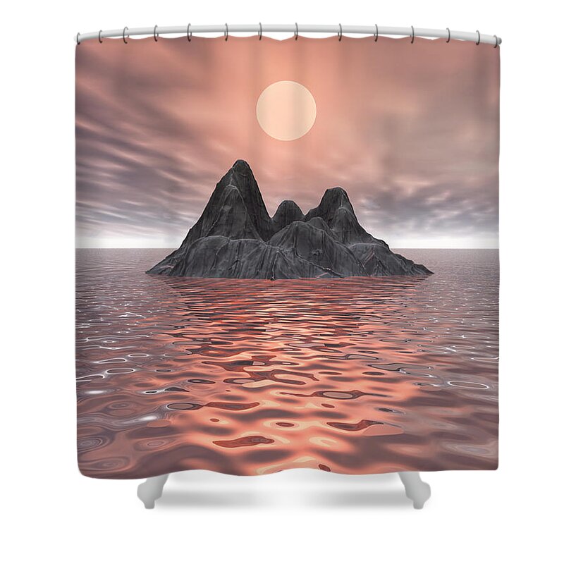 Volcano Shower Curtain featuring the digital art Volcanic Island In Ocean by Phil Perkins