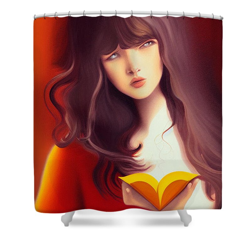 Vulnerable Shower Curtain featuring the digital art Vulnerable Girl by Caterina Christakos