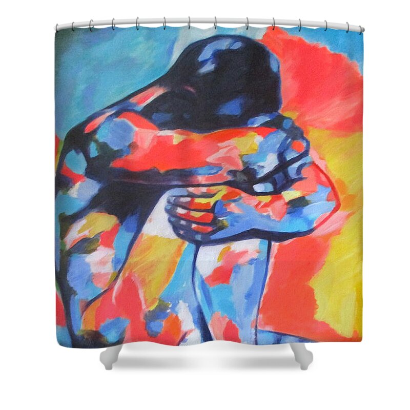 Affordable Paintings For Sale Shower Curtain featuring the painting Vulnerable Heart by Helena Wierzbicki