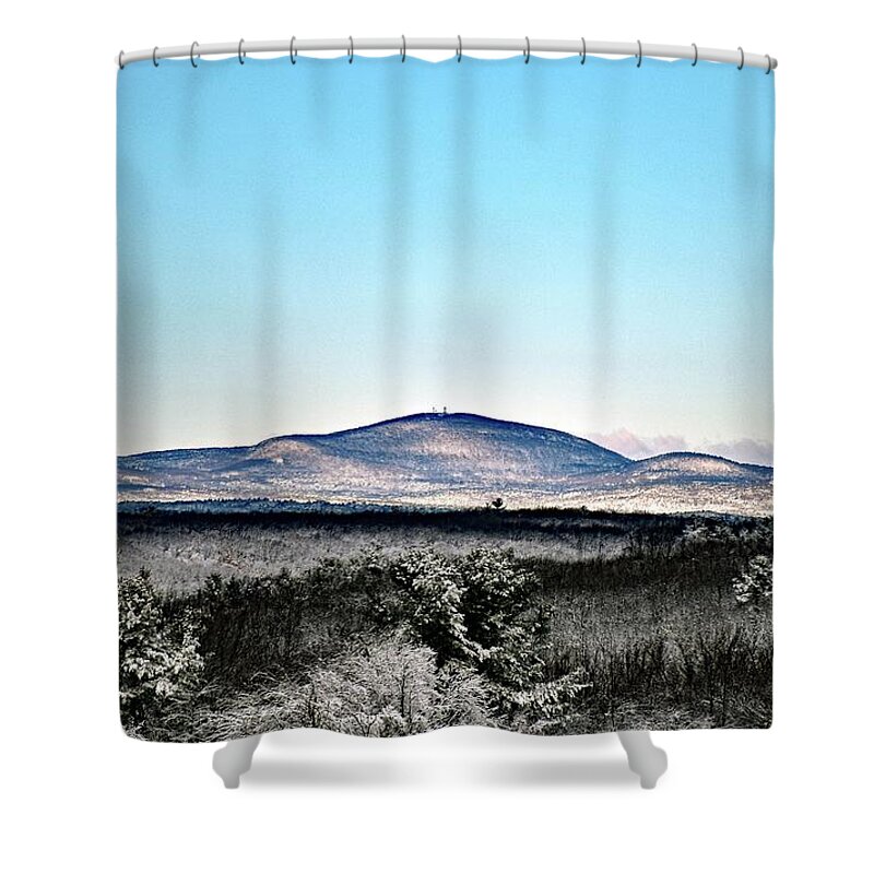 Wachusett Shower Curtain featuring the photograph Wachusett Mountain in the snow by Monika Salvan