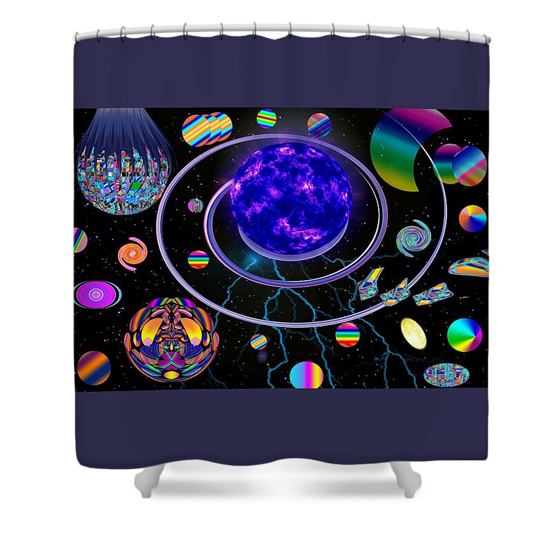 The Entranceway Shower Curtain featuring the digital art Wacky World of Ron Abstract by Ronald Mills