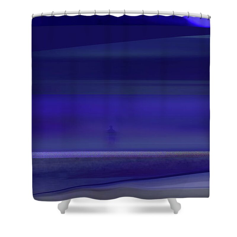 Coastal North Carolina Shower Curtain featuring the digital art Wading Midnight Beach by Zsanan Studio