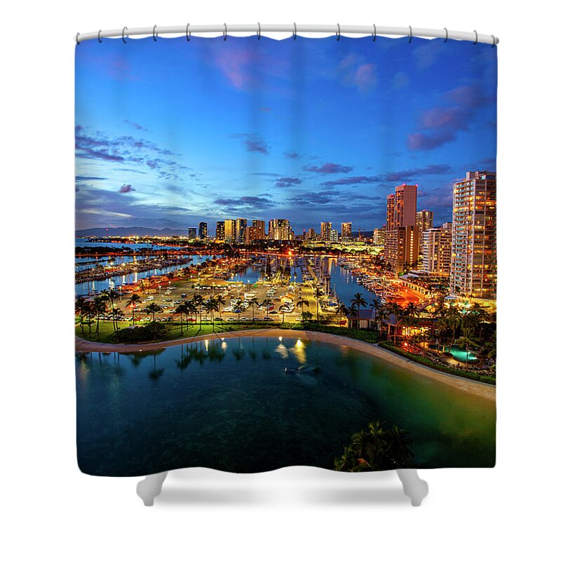 Hawaii Shower Curtain featuring the photograph Waikiki Twilight by Anthony Jones