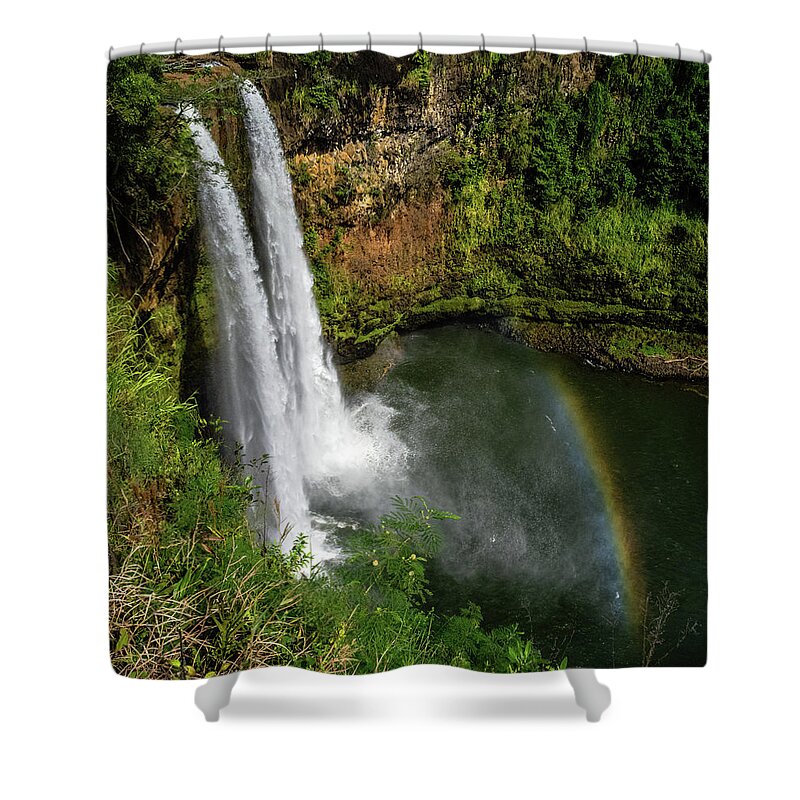 Wailua Falls Shower Curtain featuring the photograph Wailua Falls. by Doug Davidson