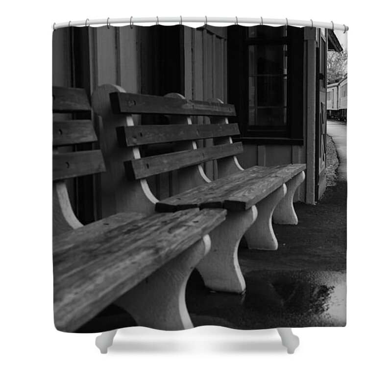 Train Station Waiting Shower Curtain featuring the photograph Waiting by fototaker Tony