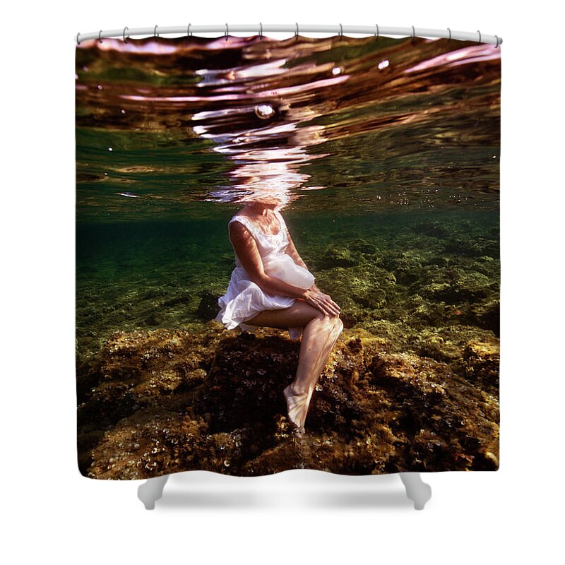 Underwater Shower Curtain featuring the photograph Waiting by Gemma Silvestre