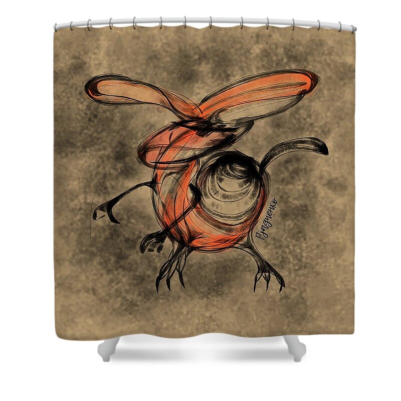 Creature Shower Curtain featuring the digital art Walk in to the storm by Ljev Rjadcenko