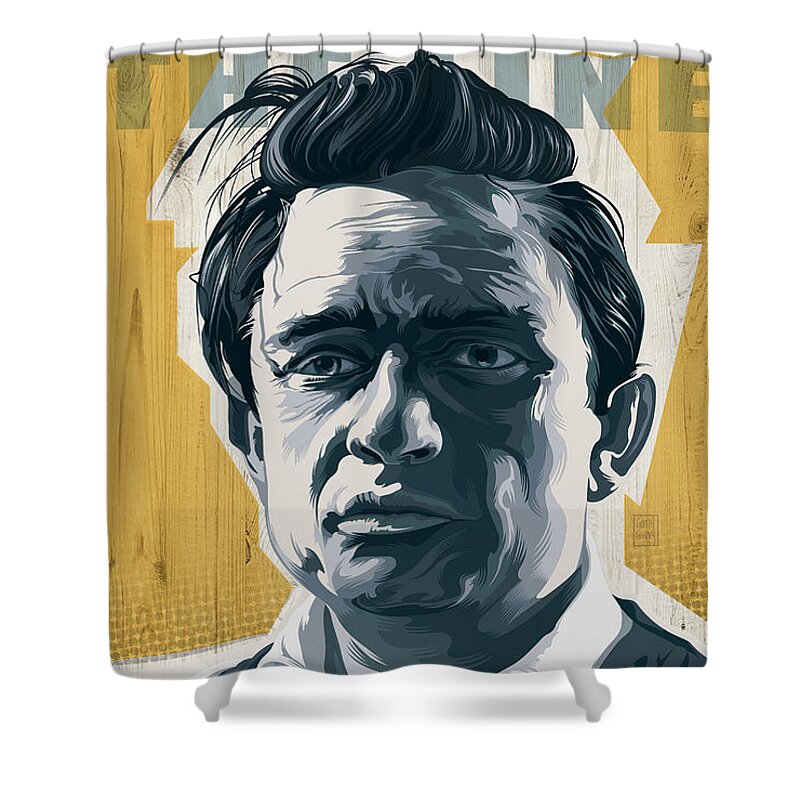 Johnny Cash Shower Curtain featuring the digital art Walk The Line #1 by Garth Glazier