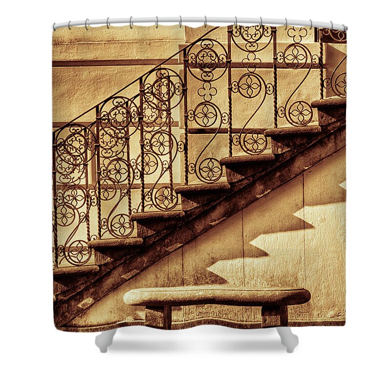 Architecture Shower Curtain featuring the photograph Walk the Rail by Eggers Photography
