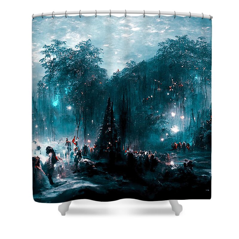 Fairy Shower Curtain featuring the painting Walking into the forest of Elves, 15 by AM FineArtPrints