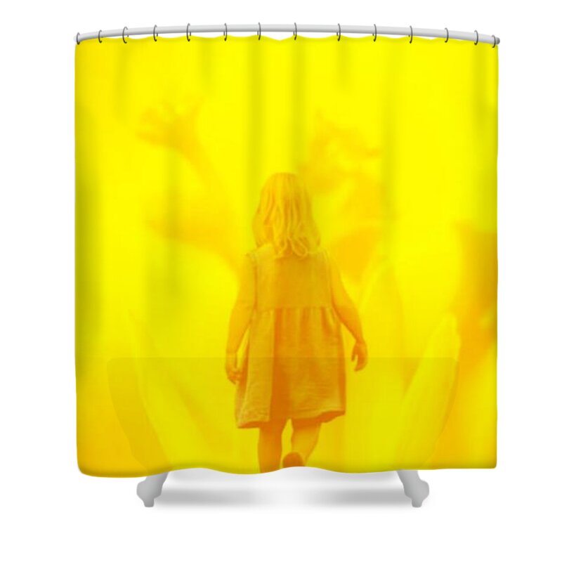 Flowers Shower Curtain featuring the photograph Walking On Sunshine MiRATGES by Auranatura Art
