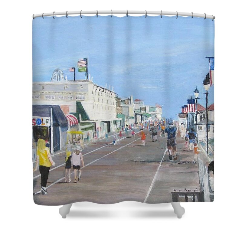 Painting Shower Curtain featuring the painting Walking The Boards by Paula Pagliughi