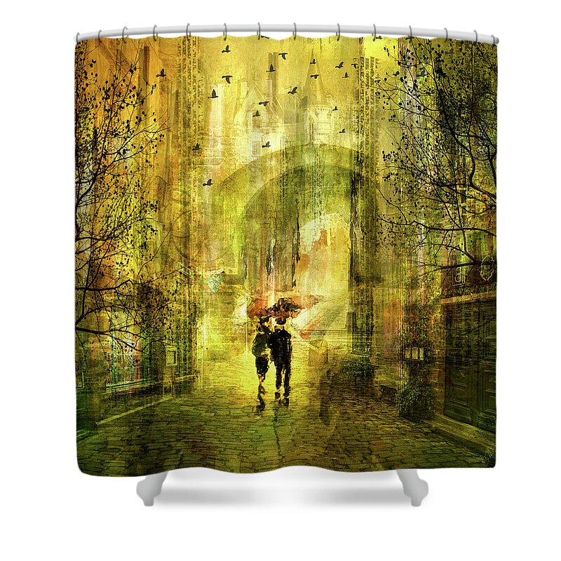 Cityscape Shower Curtain featuring the digital art Walking through Rennes by Barbara Mierau-Klein