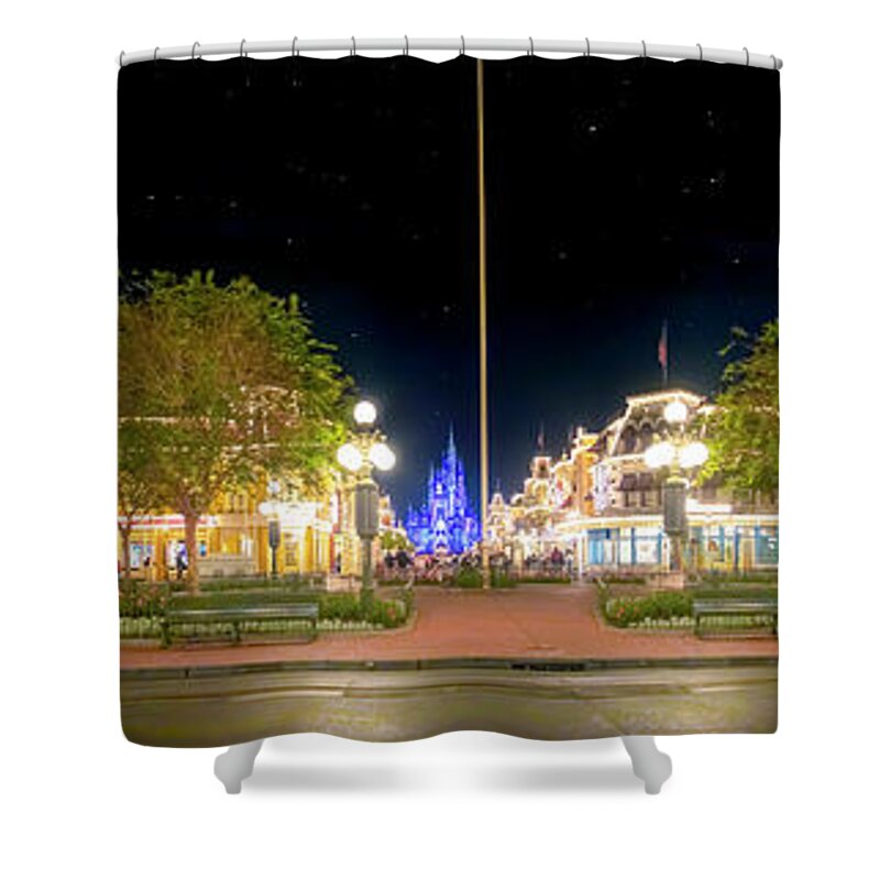 Magic Kingdom Shower Curtain featuring the photograph Walt Disney World's Main Street USA by Mark Andrew Thomas