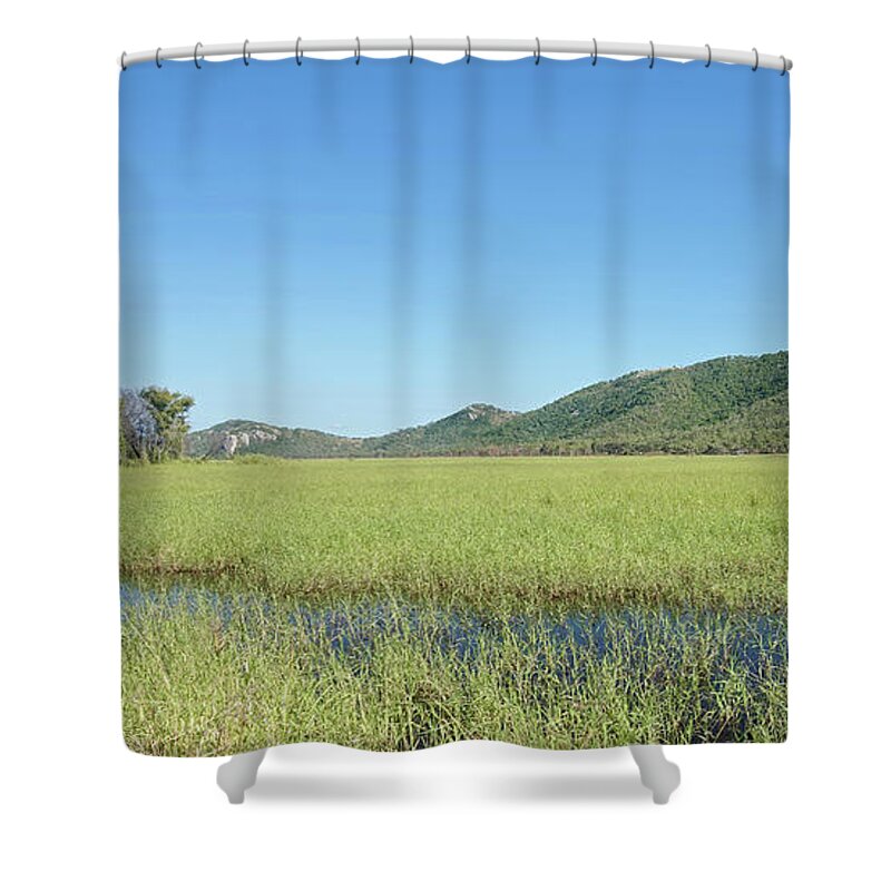 Wetlands Shower Curtain featuring the photograph Wambuluna Wetlands by Maryse Jansen
