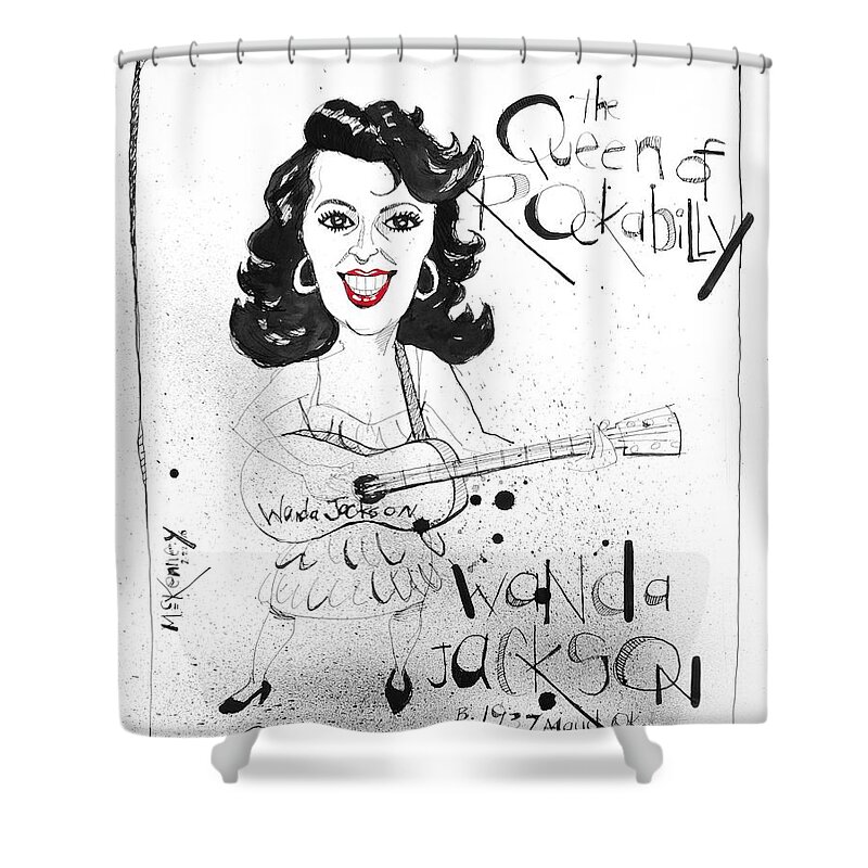  Shower Curtain featuring the drawing Wanda Jackson by Phil Mckenney
